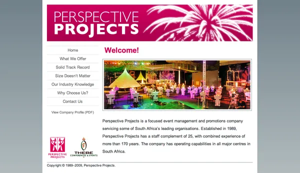 Perspective Projects website 2006