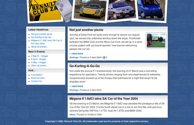 Renault Club ZA website 2005